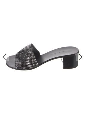 Giuseppe Zanotti Black Crystal-Embellished Slide Mule